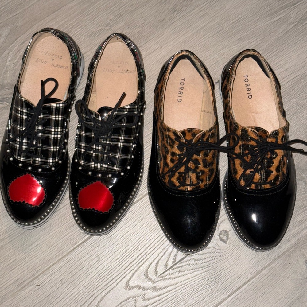 Torrid Black Plaid and Leopard Flats